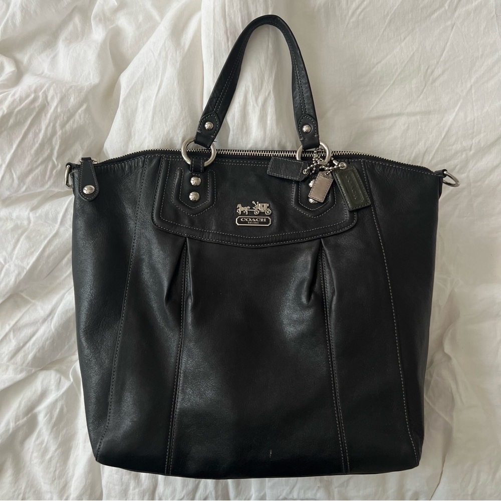 Coach Black Leather Tote Bag